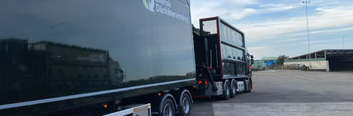 däckåtervinning med lastbil